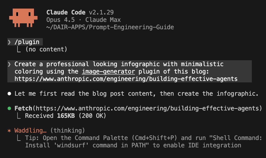 Claude Code generating an infographic from a blog URL